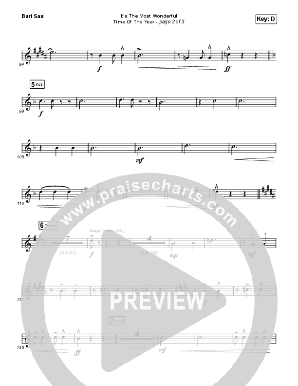 It's The Most Wonderful Time Of The Year Bari Sax (Michael W. Smith)