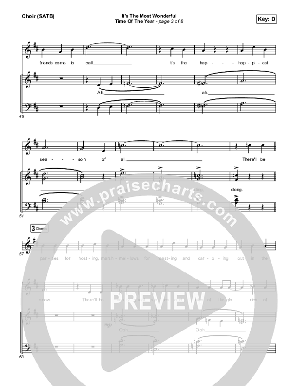 It's The Most Wonderful Time Of The Year Choir Sheet (SATB) (Michael W. Smith)