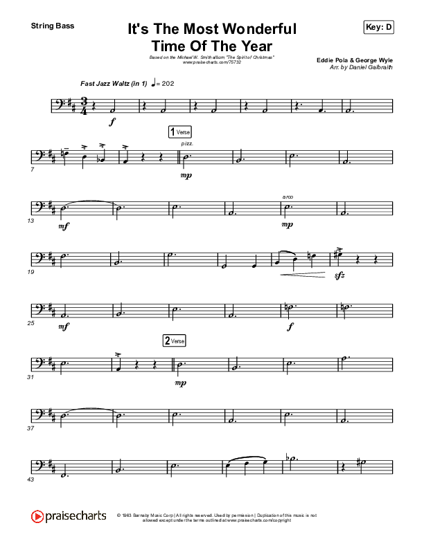 It's The Most Wonderful Time Of The Year Double Bass (Michael W. Smith)