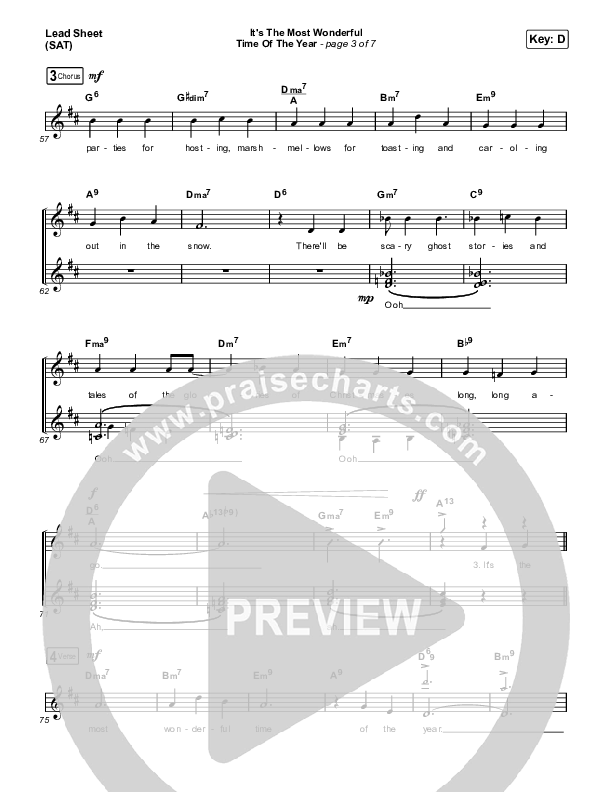 It's The Most Wonderful Time Of The Year Lead Sheet (SAT) (Michael W. Smith)