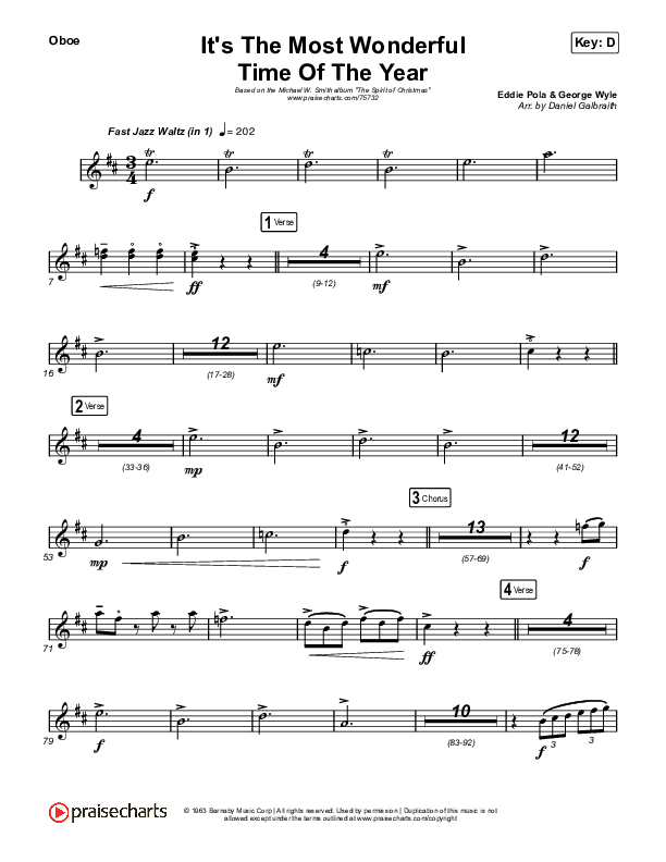 It's The Most Wonderful Time Of The Year Oboe (Michael W. Smith)