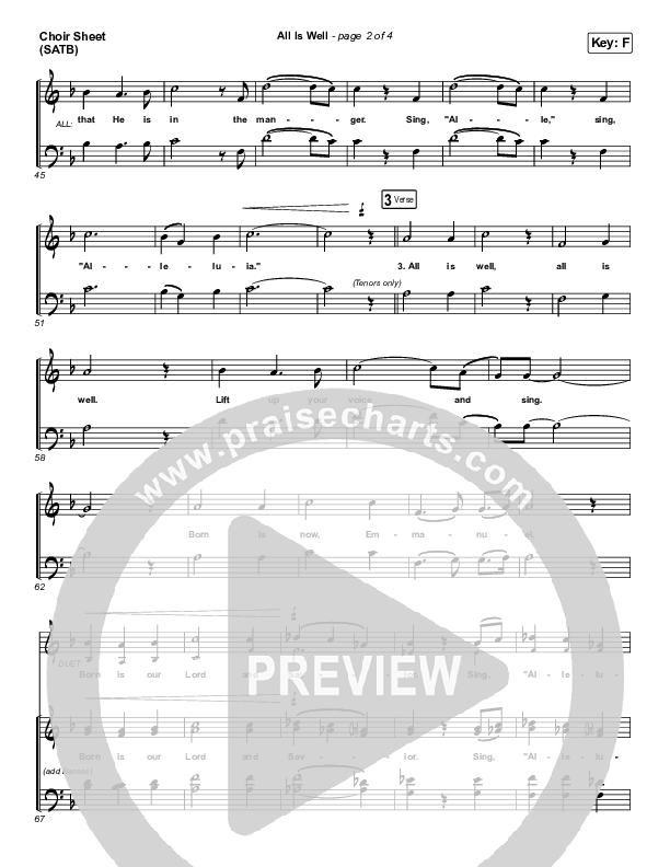 All Is Well Choir Sheet (SATB) (Michael W. Smith / Carrie Underwood)
