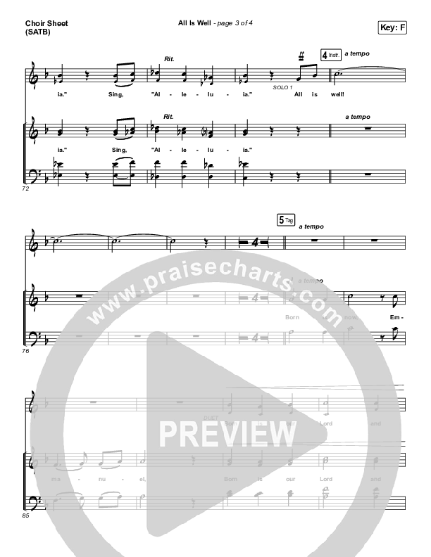 All Is Well Choir Sheet (SATB) (Michael W. Smith / Carrie Underwood)