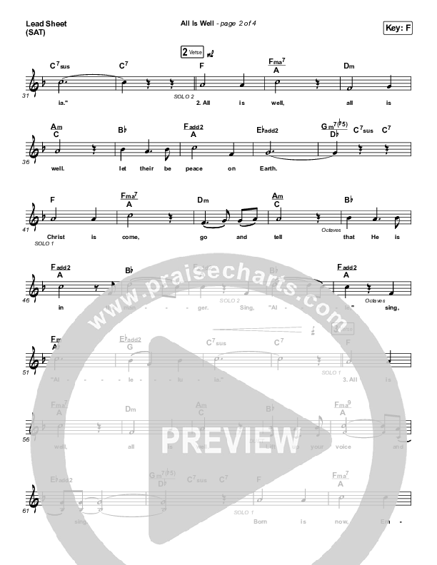 All Is Well Lead Sheet (SAT) (Michael W. Smith / Carrie Underwood)