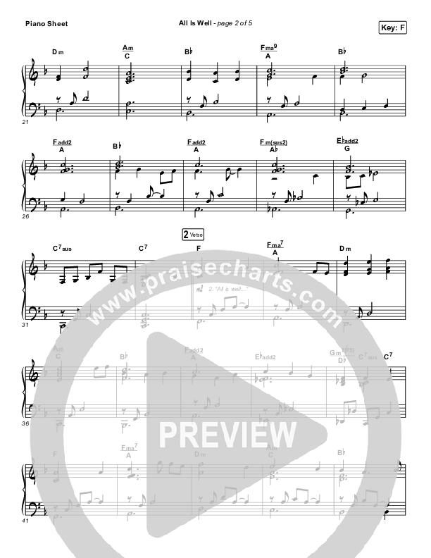 All Is Well Piano Sheet (Michael W. Smith / Carrie Underwood)
