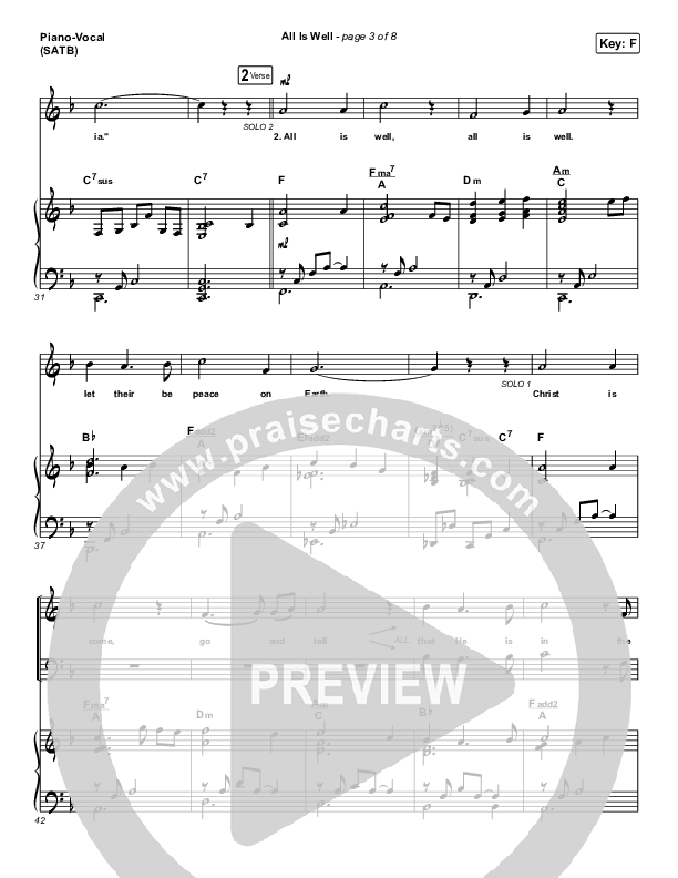 All Is Well Piano/Vocal (SATB) (Michael W. Smith / Carrie Underwood)