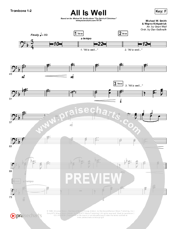 All Is Well Trombone 1/2 (Michael W. Smith / Carrie Underwood)