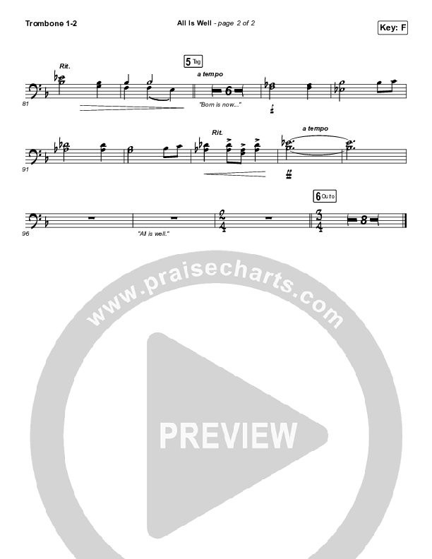 All Is Well Trombone 1/2 (Michael W. Smith / Carrie Underwood)