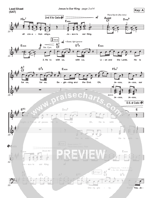 Jesus Is Our King Lead Sheet (SAT) (Cross Point Music)