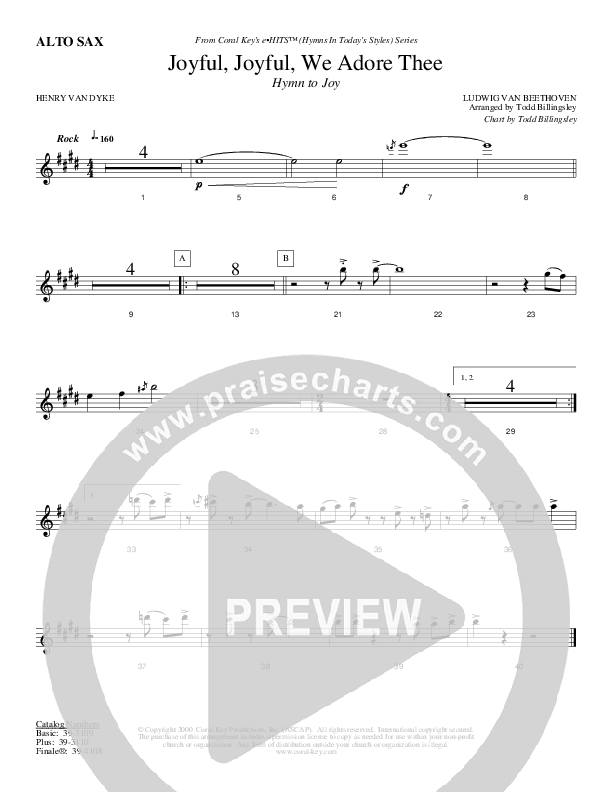 Joyful Joyful We Adore Thee Alto Sax (Todd Billingsley)