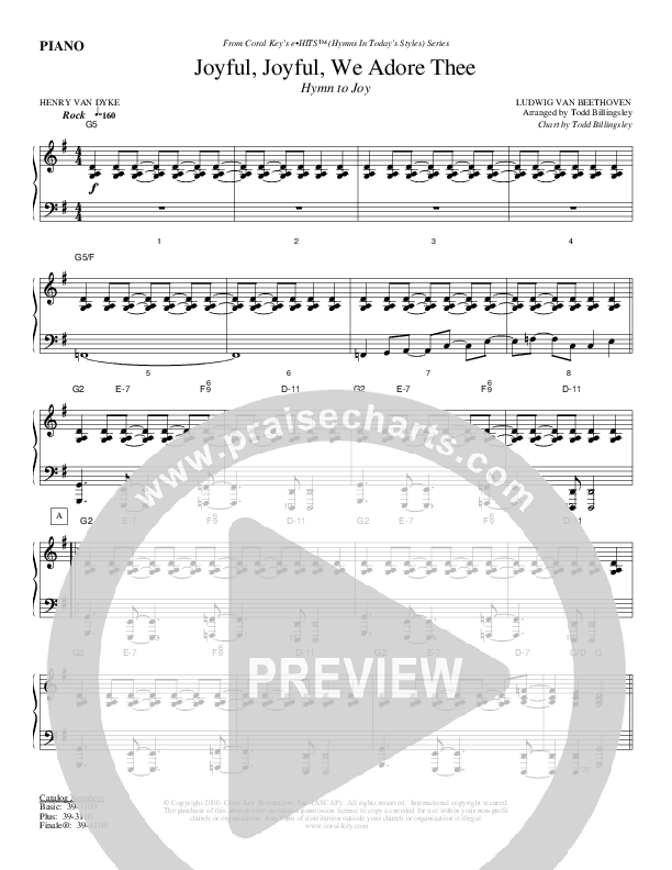 Joyful Joyful We Adore Thee Piano Sheet (Todd Billingsley)