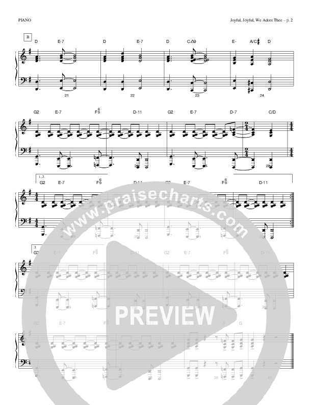 Joyful Joyful We Adore Thee Piano Sheet (Todd Billingsley)