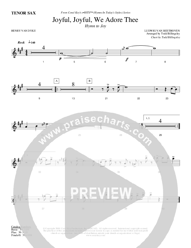 Joyful Joyful We Adore Thee Tenor Sax 2 (Todd Billingsley)