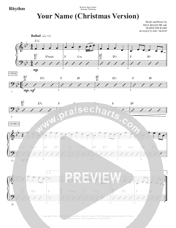 Your Name (Christmas Version) Rhythm Chart (WorshipTeam.tv)