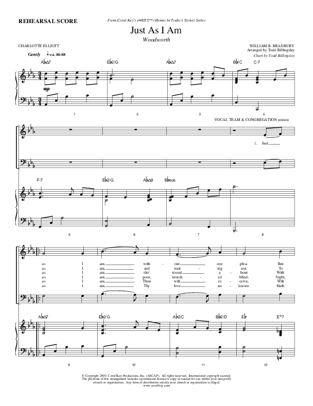 Just As I Am Choir Sheet (Todd Billingsley)