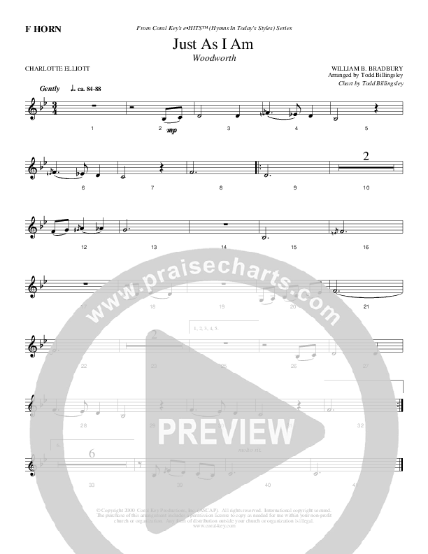 Just As I Am French Horn (Todd Billingsley)