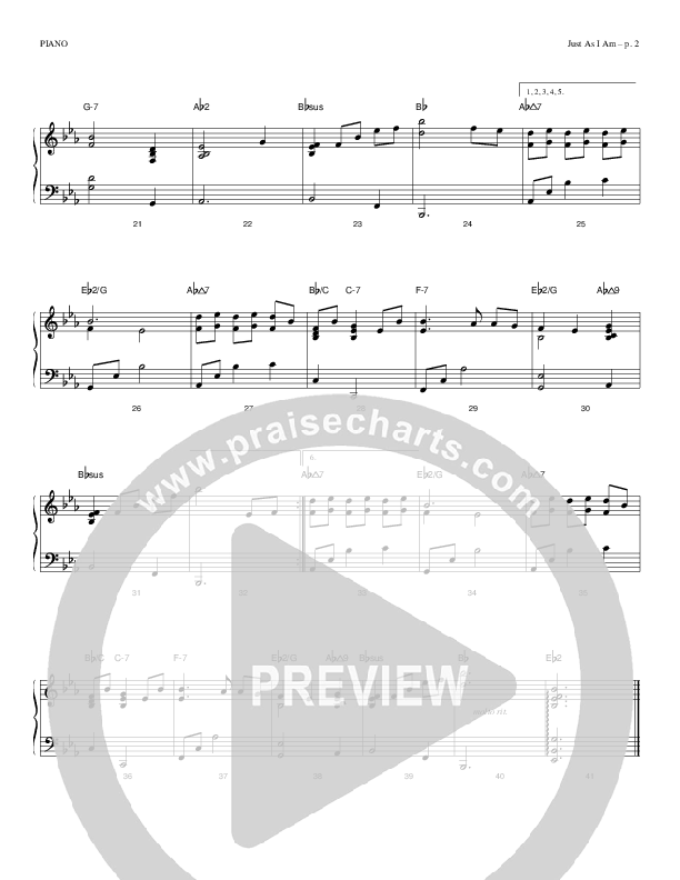 Just As I Am Piano Sheet (Todd Billingsley)