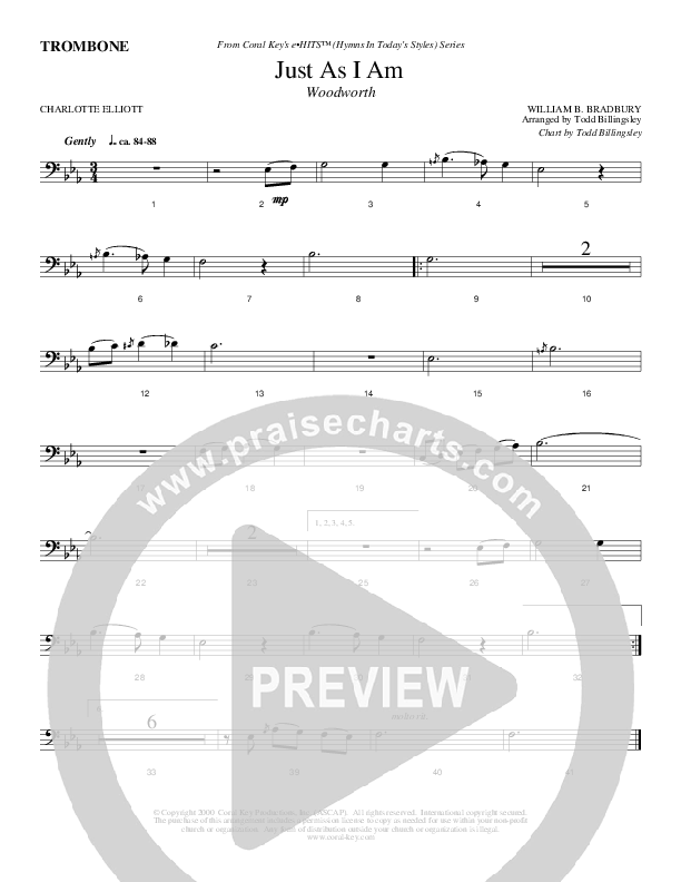 Just As I Am Trombone (Todd Billingsley)