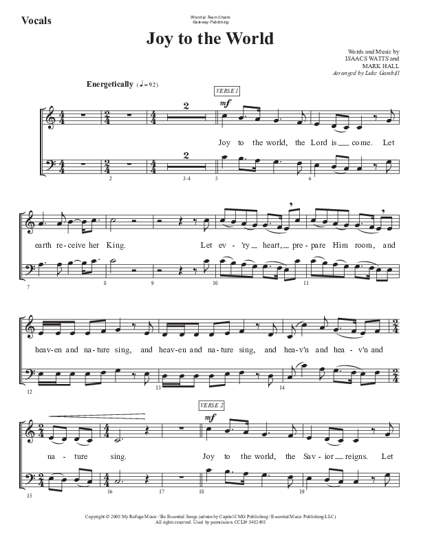 Joy To The World Choir Sheet (SATB) (WorshipTeam.tv)