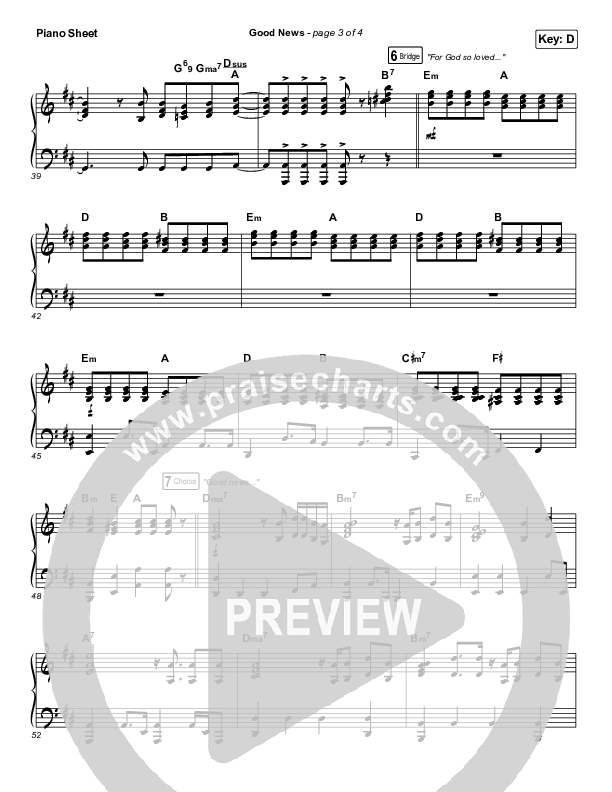 Good News Piano Sheet (Unspoken)