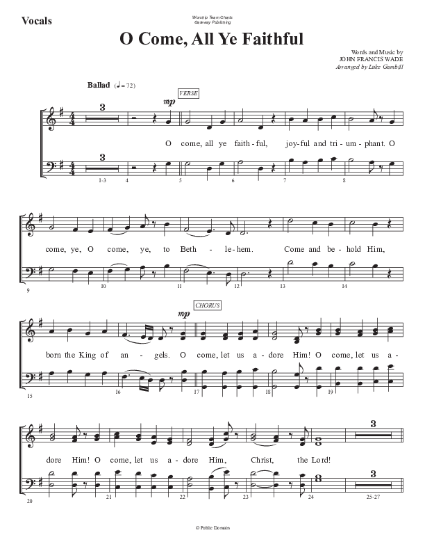 O Come All Ye Faithful Choir Sheet (SATB) (WorshipTeam.tv)