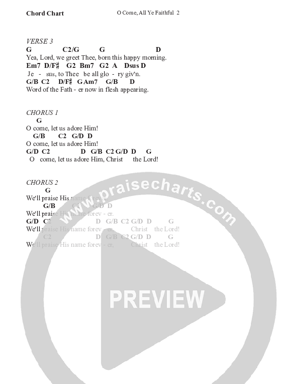 O Come All Ye Faithful Chord Chart (WorshipTeam.tv)