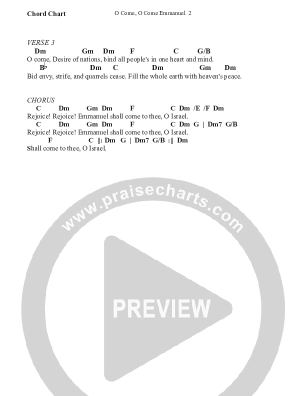 O Come O Come Emmanuel Chord Chart (WorshipTeam.tv)