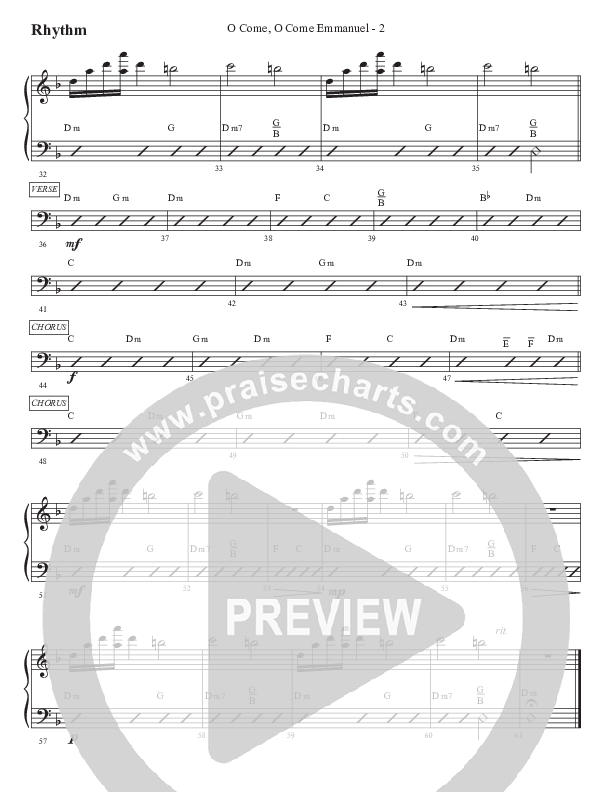 O Come O Come Emmanuel Rhythm Chart (WorshipTeam.tv)