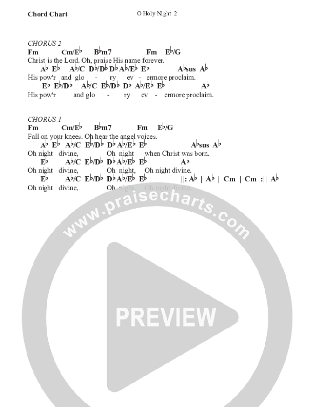 O Holy Night Chord Chart (WorshipTeam.tv)