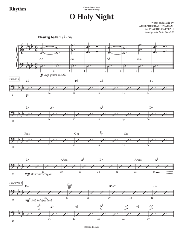 O Holy Night Rhythm Chart (WorshipTeam.tv)