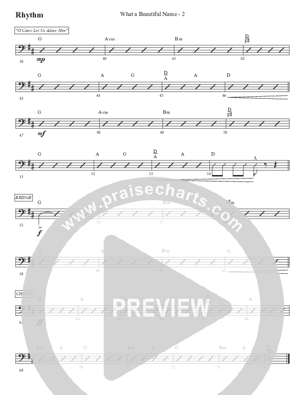 What A Beautiful Name (with O Come Let Us Adore Him) Rhythm Chart (WorshipTeam.tv)