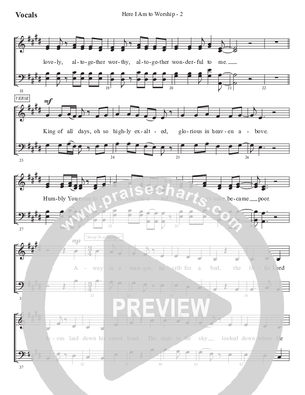 Here I Am To Worship (with Away In A Manger) Choir Sheet (SATB) (WorshipTeam.tv)
