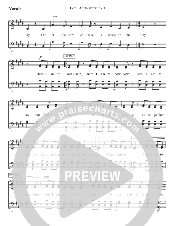 Here I Am To Worship (with Away In A Manger) Choir Sheet (SATB) (WorshipTeam.tv)