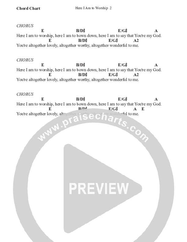 Here I Am To Worship (with Away In A Manger) Chord Chart (WorshipTeam.tv)