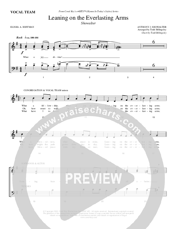 Leaning On The Everlasting Arms Choir Sheet (Todd Billingsley)
