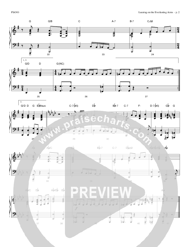 Leaning On The Everlasting Arms Piano Sheet (Todd Billingsley)