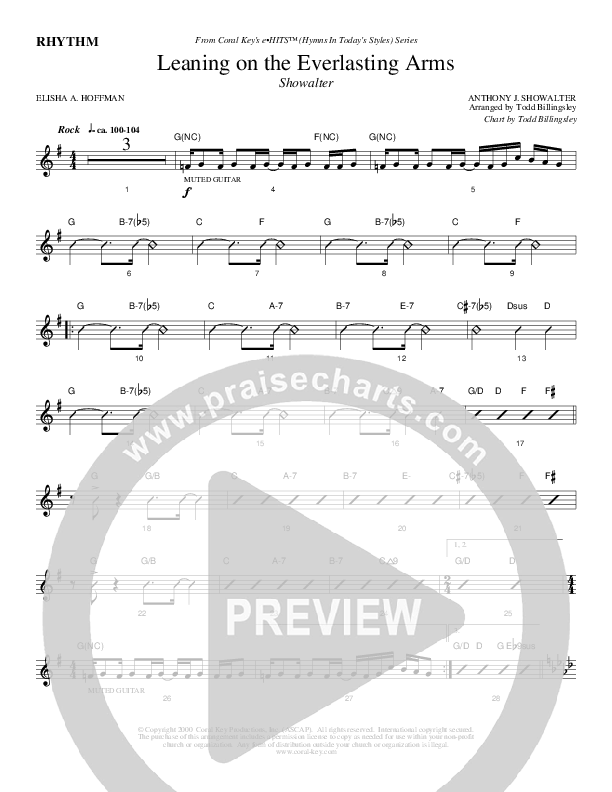 Leaning On The Everlasting Arms Rhythm Chart (Todd Billingsley)