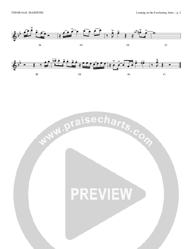 Leaning On The Everlasting Arms Tenor Sax/Baritone T.C. (Todd Billingsley)