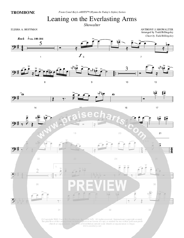 Leaning On The Everlasting Arms Trombone (Todd Billingsley)