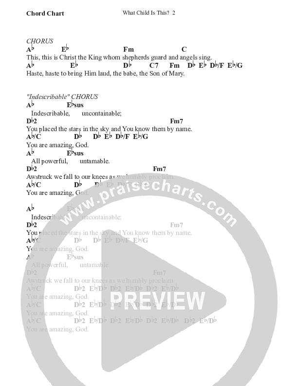 What Child Is This (with Indescribable) Chord Chart (WorshipTeam.tv)