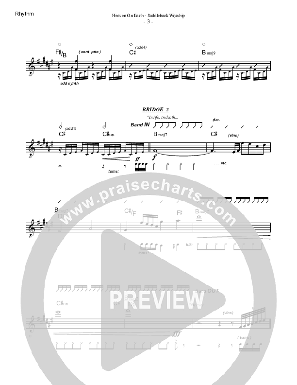 Heaven On Earth Rhythm Chart (Sarah Reeves / Temree Abajian / Saddleback Worship)