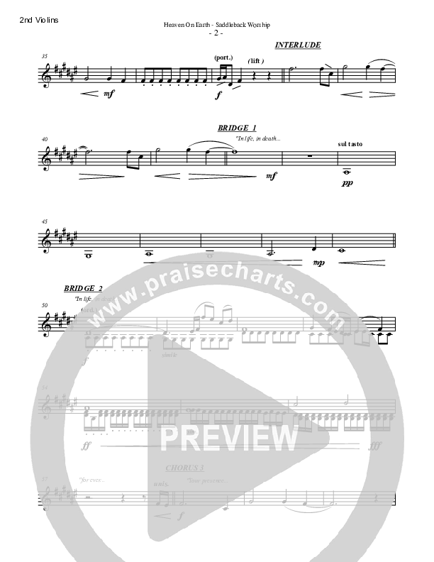 Heaven On Earth Violin 2 (Sarah Reeves / Temree Abajian / Saddleback Worship)