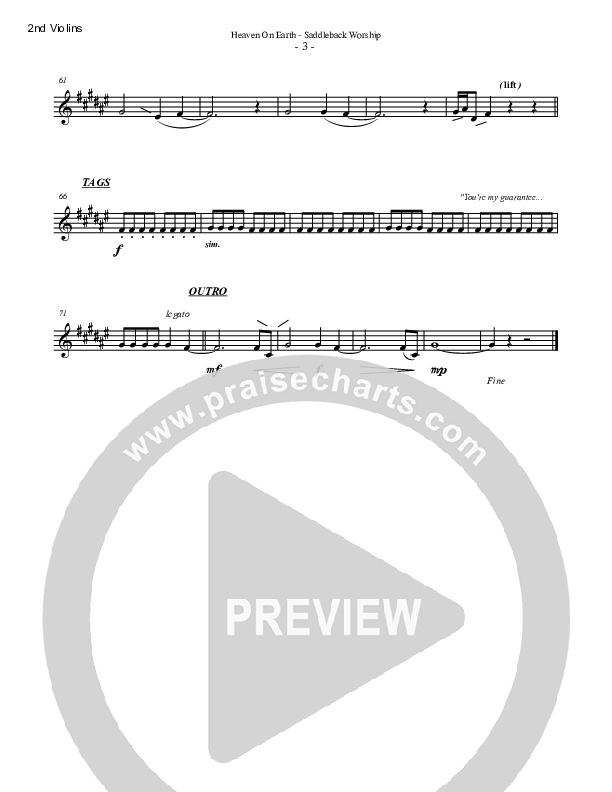 Heaven On Earth Violin 2 (Sarah Reeves / Temree Abajian / Saddleback Worship)