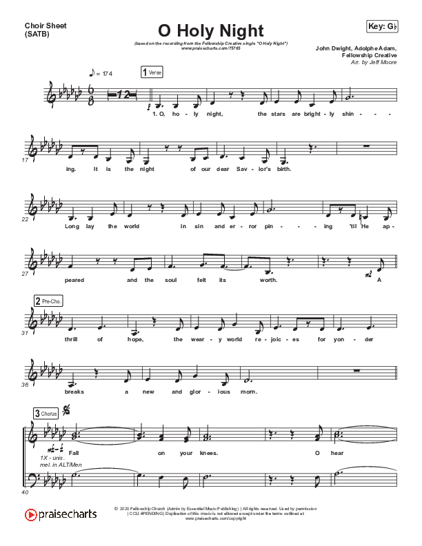 O Holy Night Choir Sheet (SATB) (Fellowship Creative)