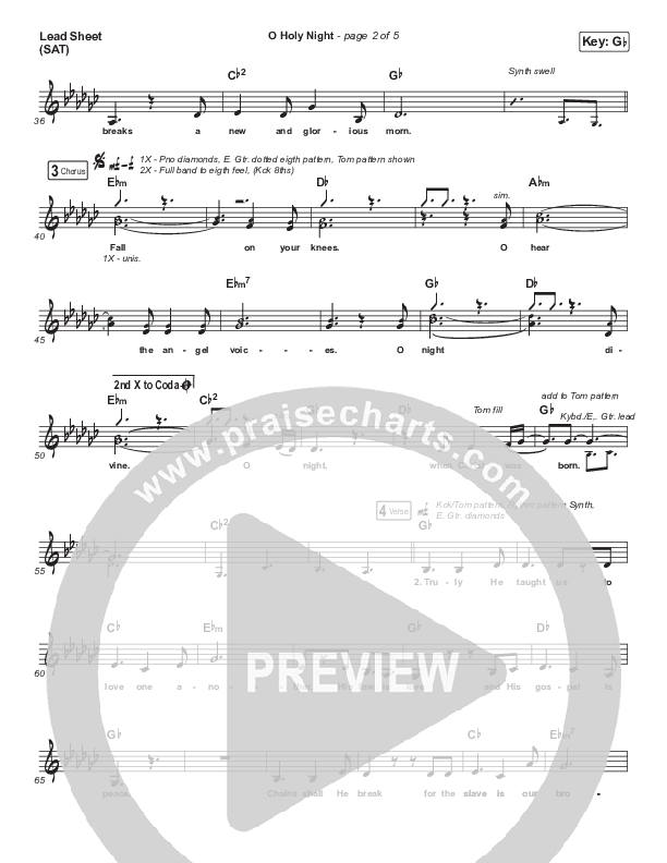 O Holy Night Lead Sheet (SAT) (Fellowship Creative)