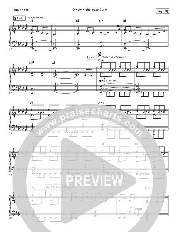 O Holy Night Piano Sheet (Fellowship Creative)