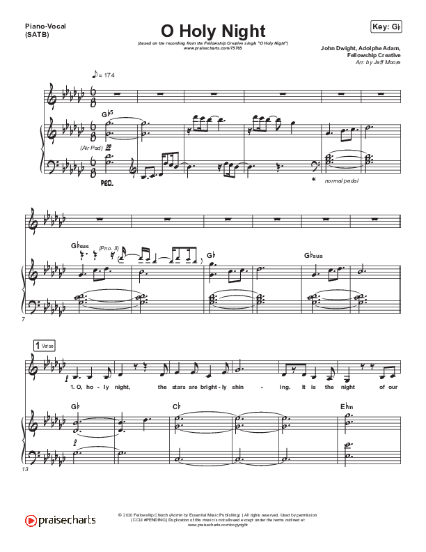 O Holy Night Piano/Vocal (SATB) (Fellowship Creative)