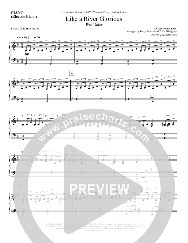 Like A River Glorious Piano Sheet (Todd Billingsley)