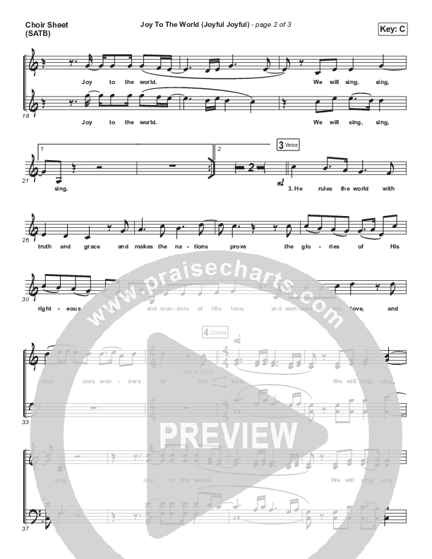 Joy To The World (Joyful Joyful) (Acoustic) Choir Sheet (SATB) (Phil Wickham)