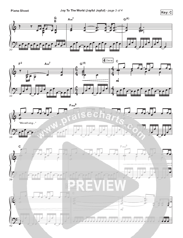 Joy To The World (Joyful Joyful) (Acoustic) Piano Sheet (Phil Wickham)